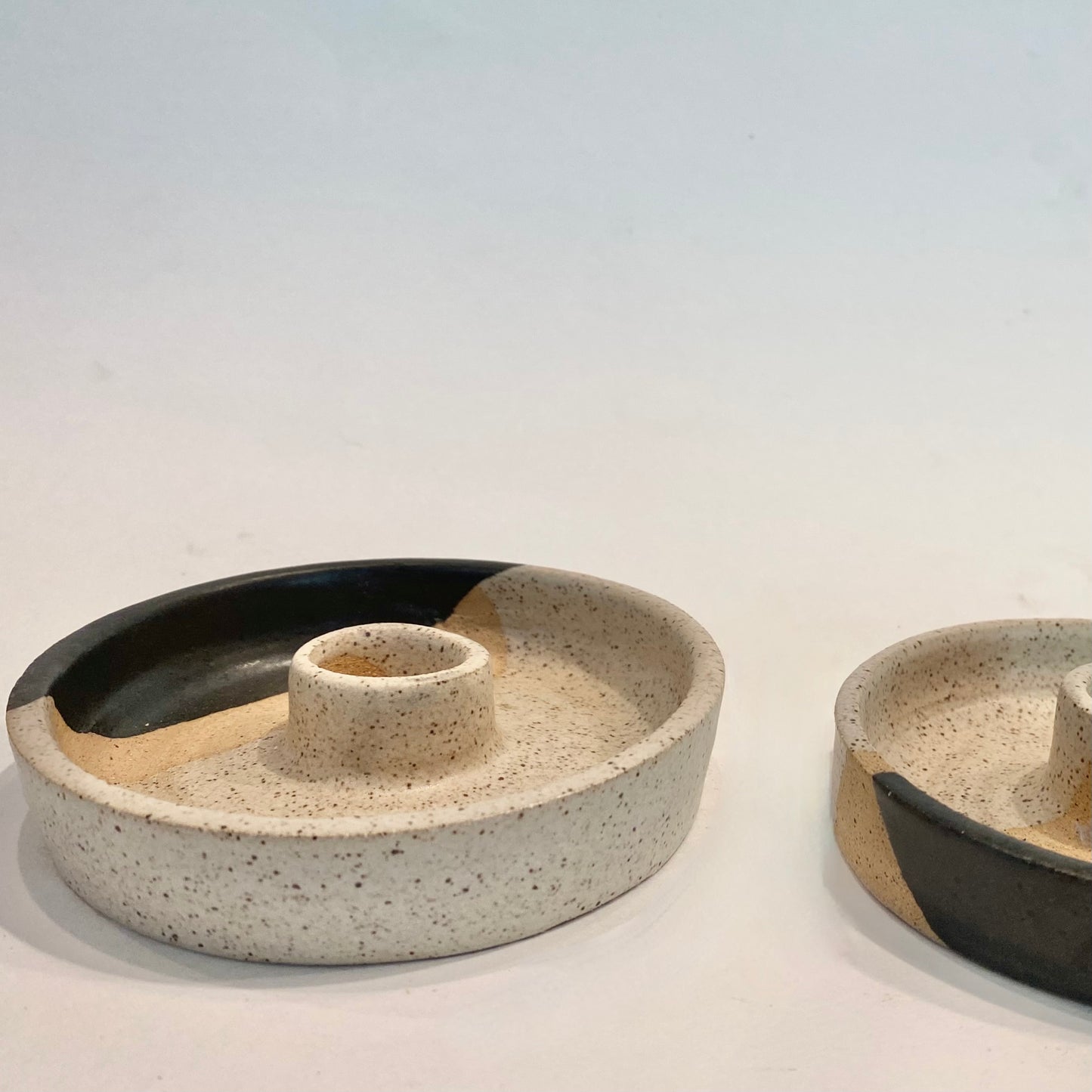 charcoal and walnut candle holders