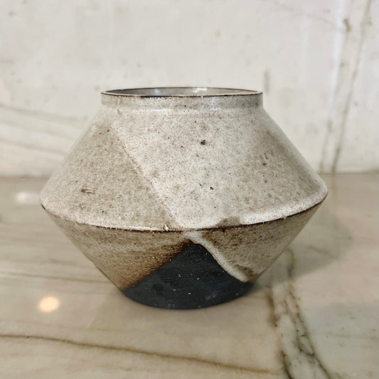 medium black and oatmeal vase