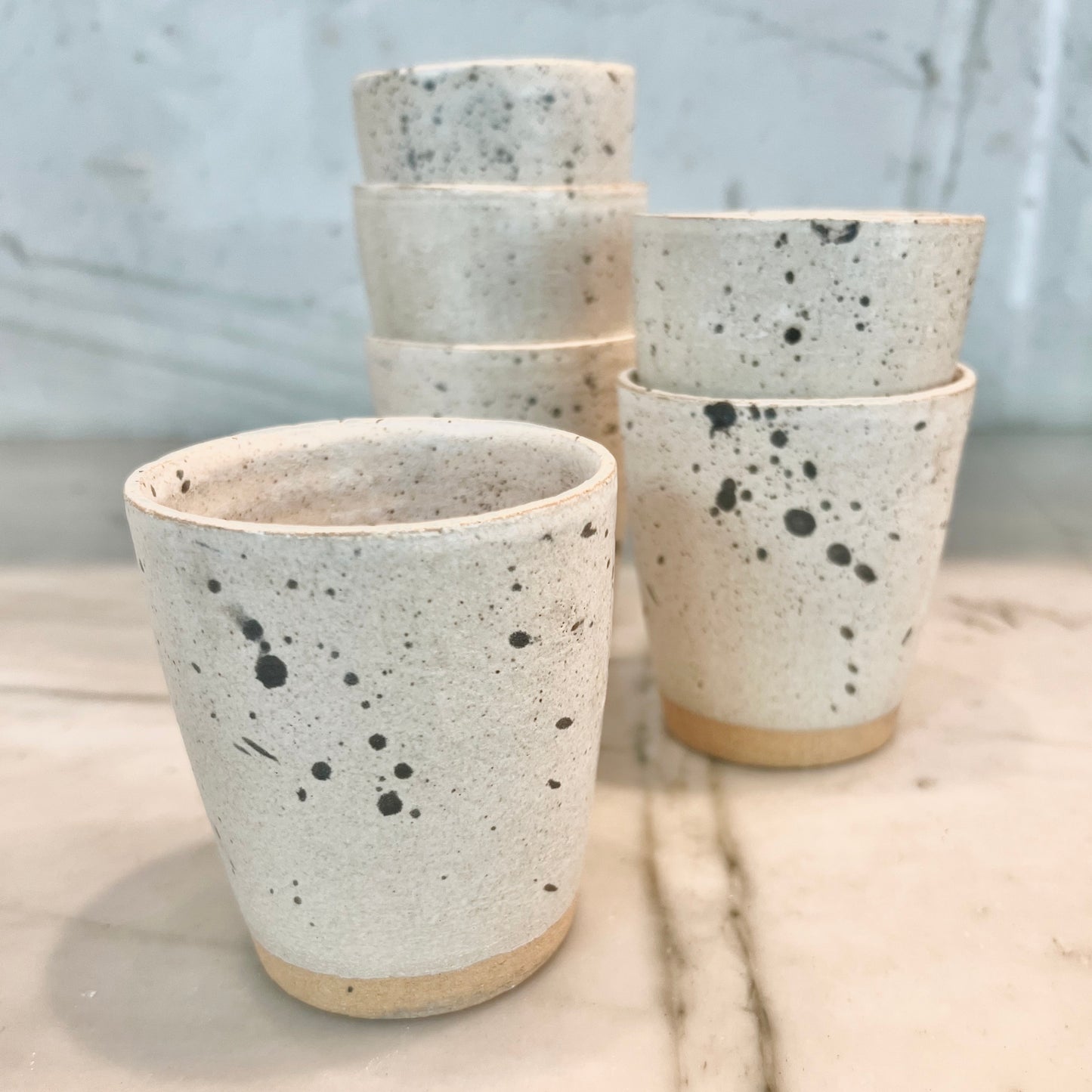 splattered tumblers